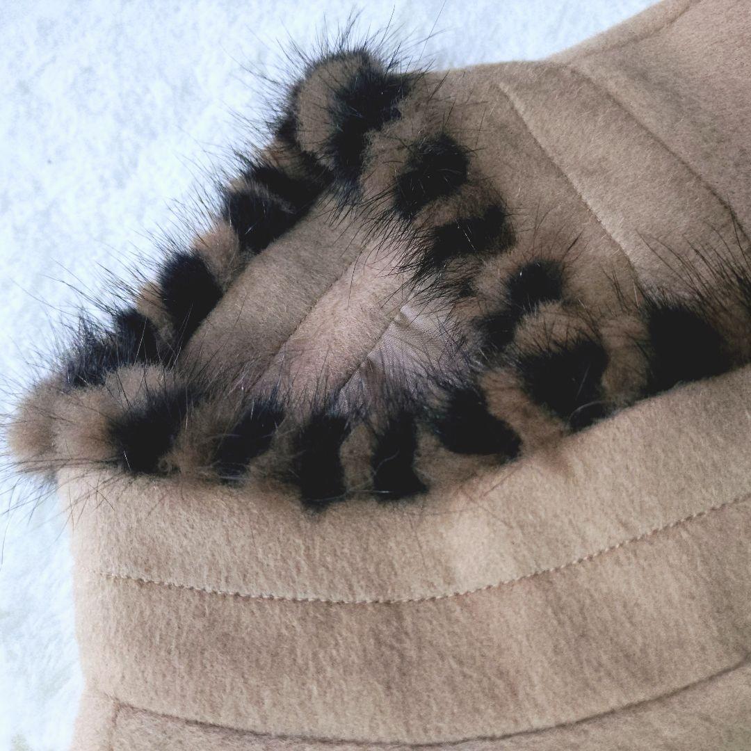 新品タグ付き ミンク カシミヤ ポンチョ キャメル レオパード