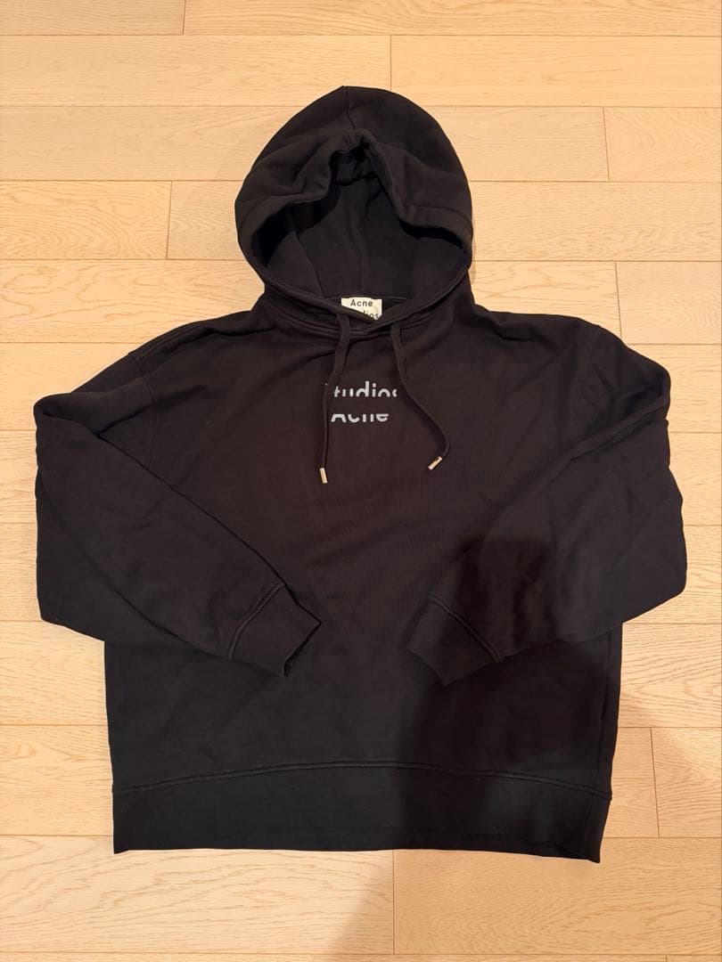 極美品 Acne Studios アクネ 黒 フード フーディ パーカー 旧ロゴ