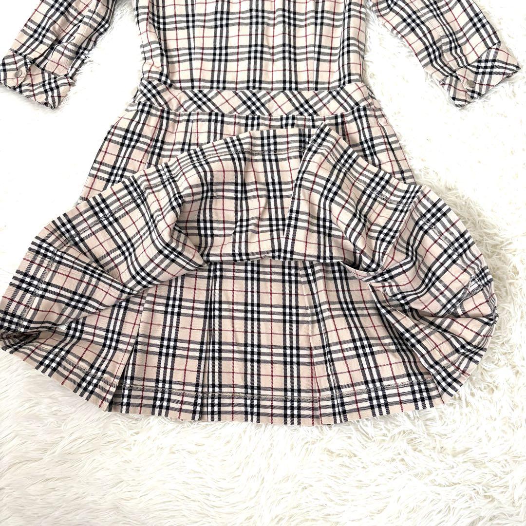 美品☆バーバリーロンドン　ワンピース　ノバチェック　ホースロゴ　プリーツ　M相当