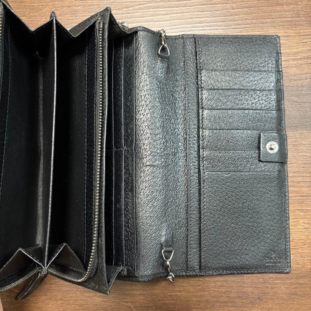 GUCCI グッチ GG キャンバス チェーンストラップ付き 長財布