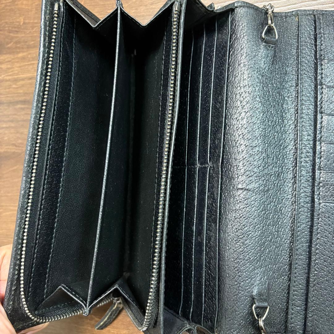 GUCCI グッチ GG キャンバス チェーンストラップ付き 長財布
