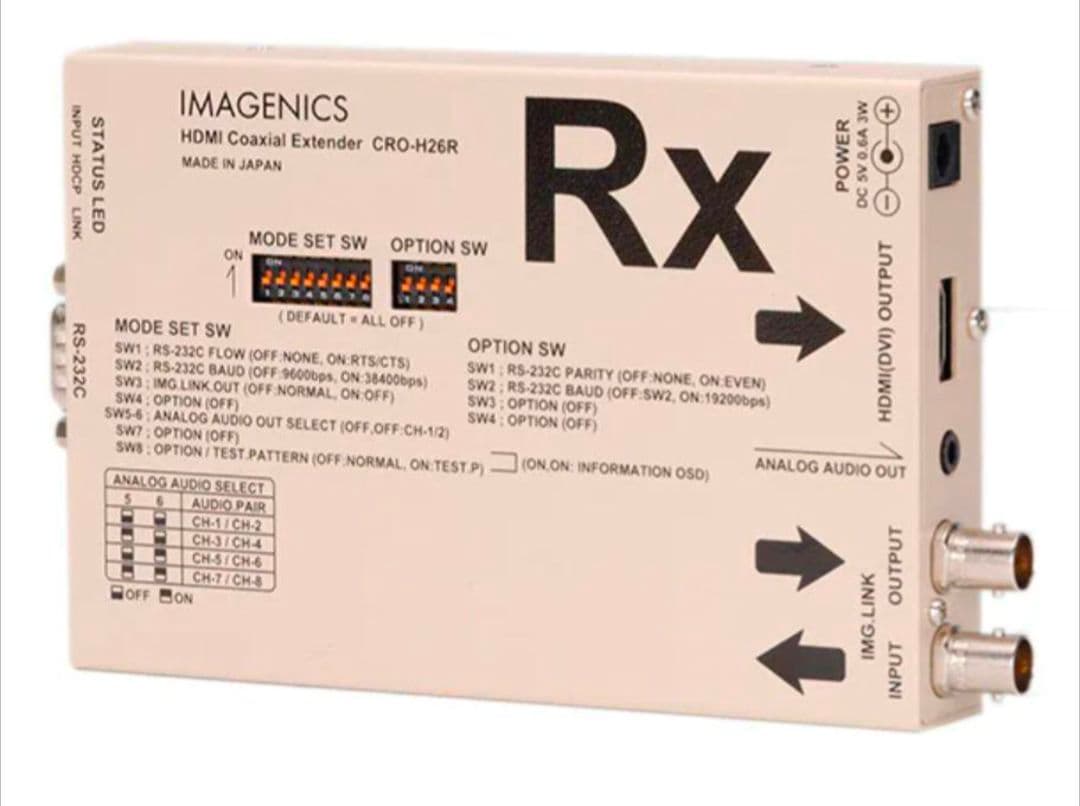 ②美品イメージニクスCRO-H26R HDMI 映像音声信号 同軸延長器・受信器