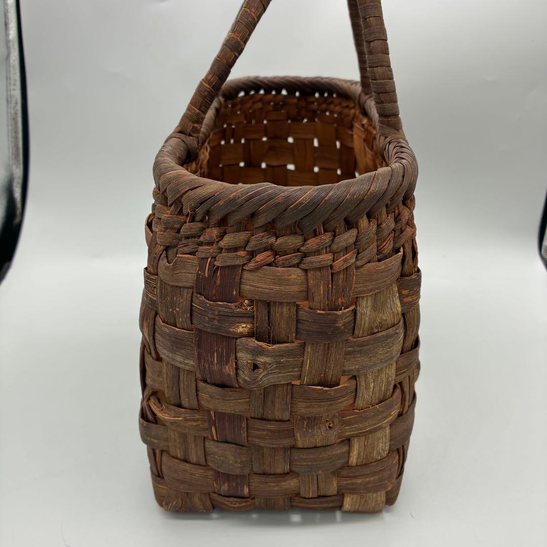 美品】山葡萄　カゴバッグ　トートバッグ　編み込み　やたら編み　国産