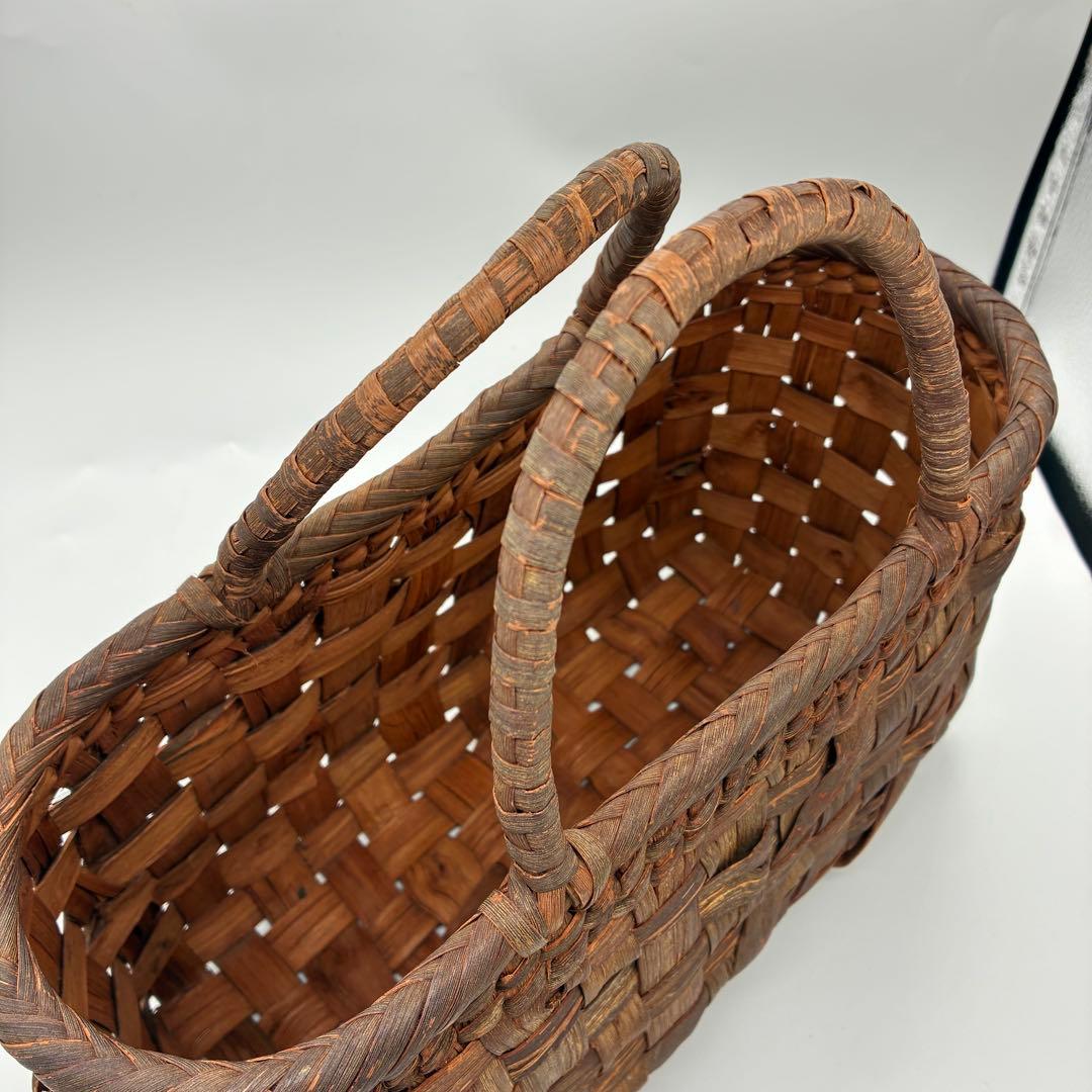 美品】山葡萄　カゴバッグ　トートバッグ　編み込み　やたら編み　国産