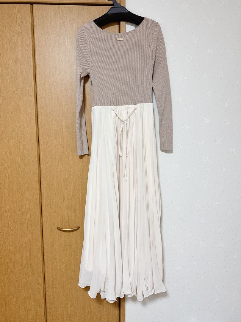 Mystrada プリーツメローラメニットワンピース
