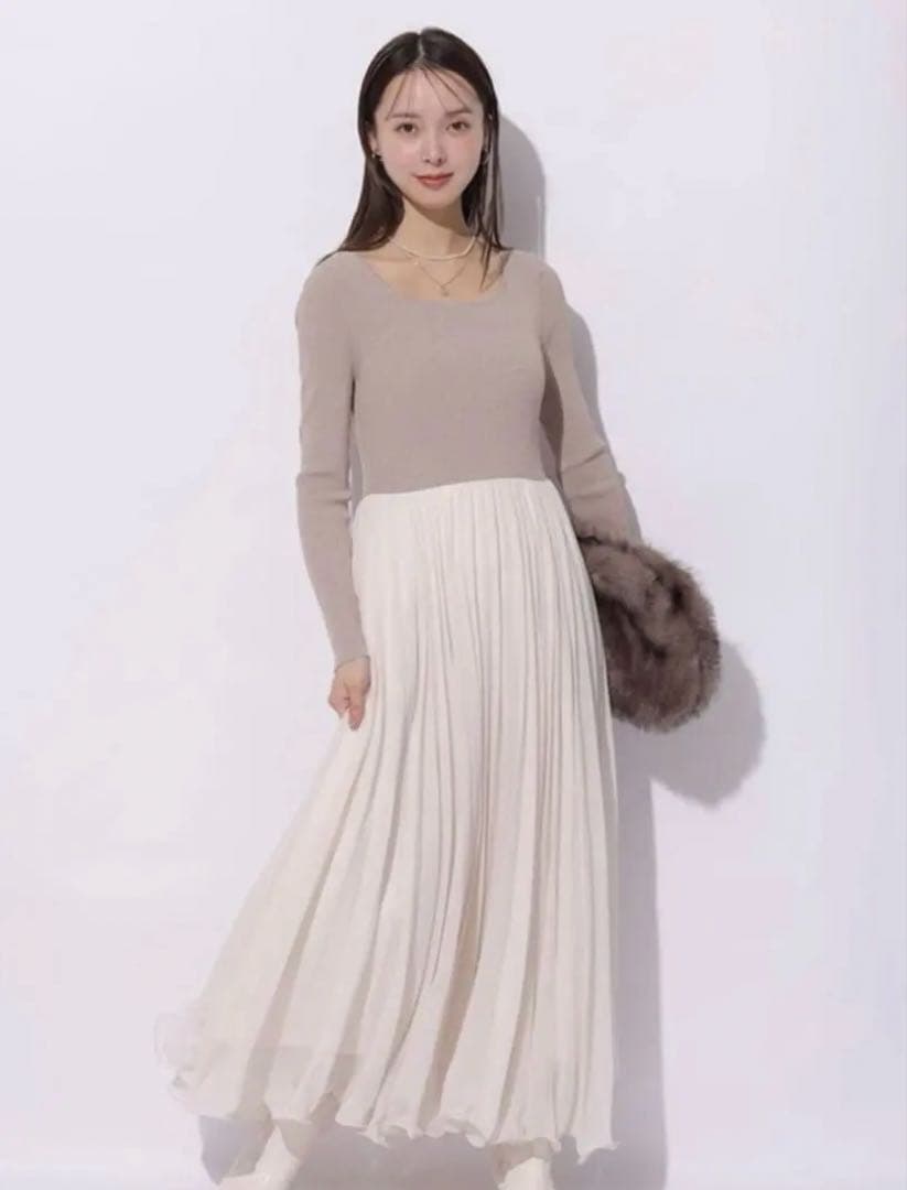 Mystrada プリーツメローラメニットワンピース