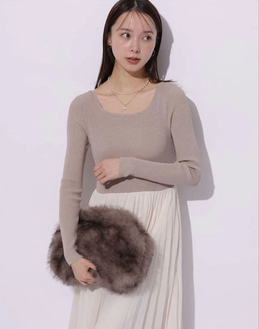 Mystrada プリーツメローラメニットワンピース