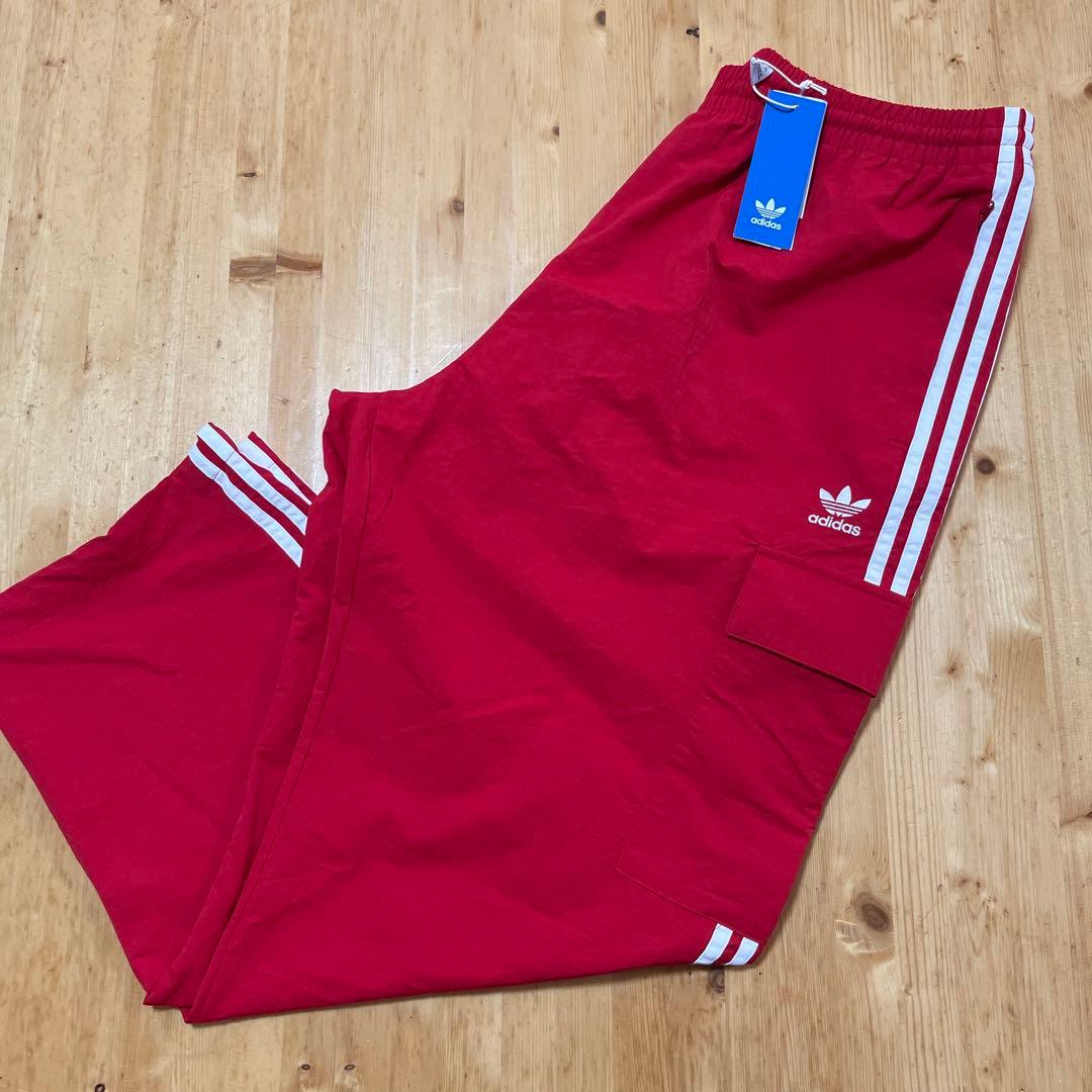 アディダス　メンズ スリーストライプス カーゴパンツ　赤　大きいサイズ