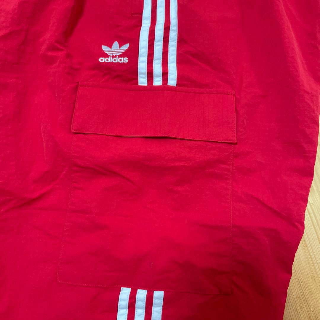 アディダス　メンズ スリーストライプス カーゴパンツ　赤　大きいサイズ