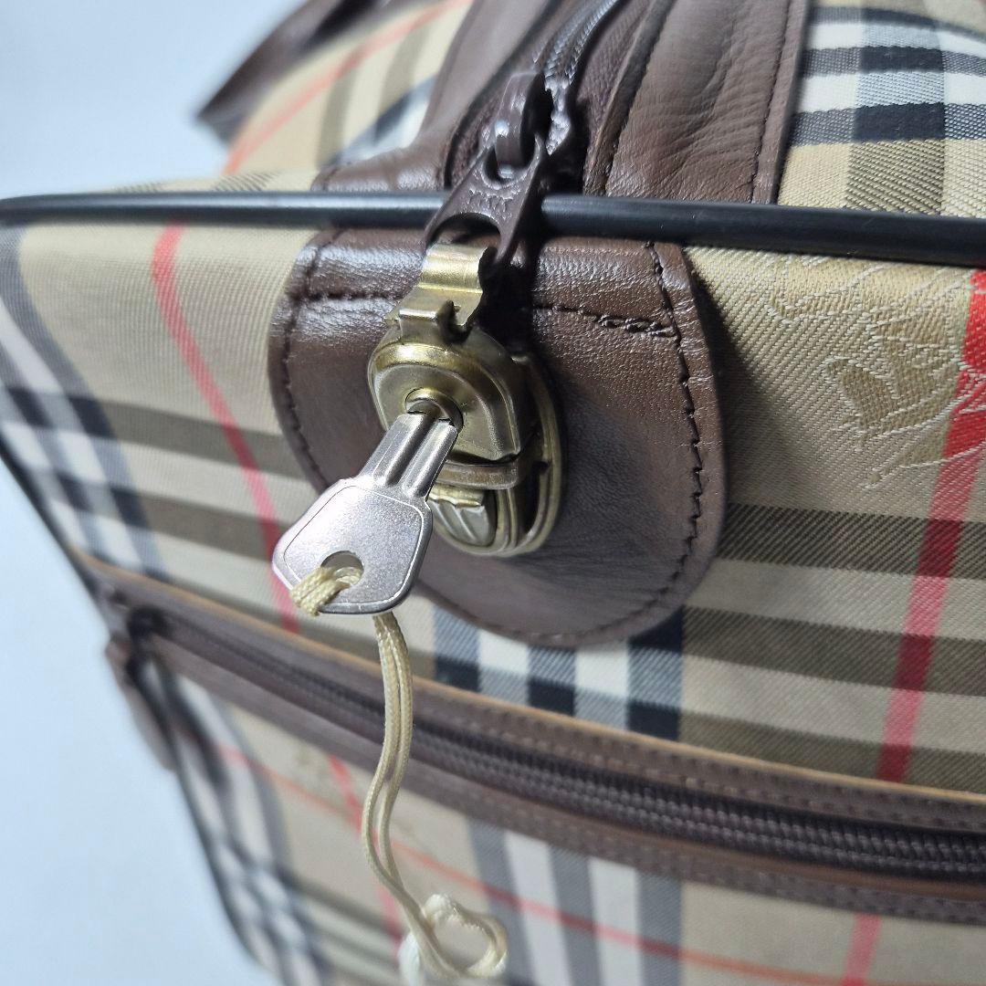 バーバリー ボストンバッグ ノバチェック 鍵付き