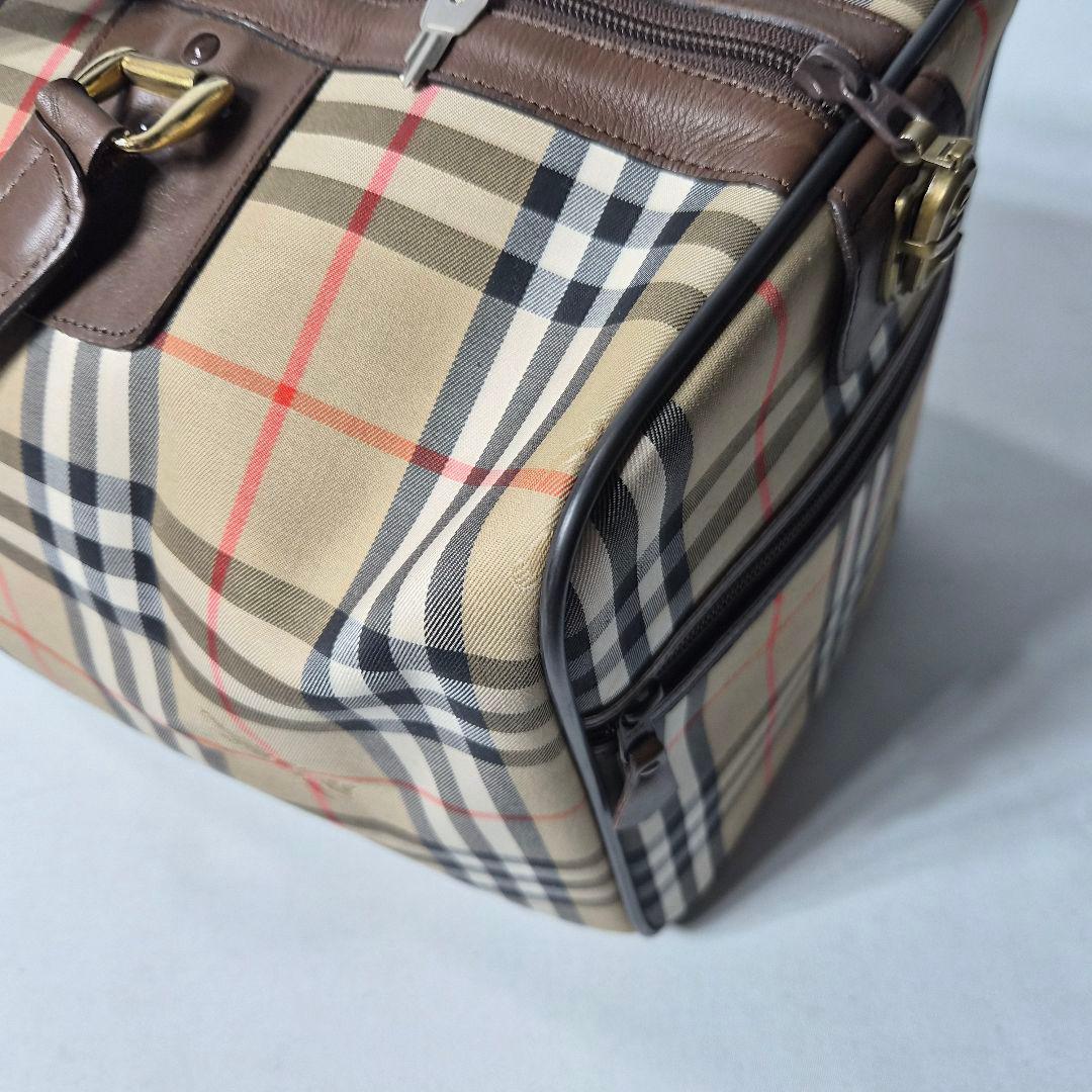 バーバリー ボストンバッグ ノバチェック 鍵付き