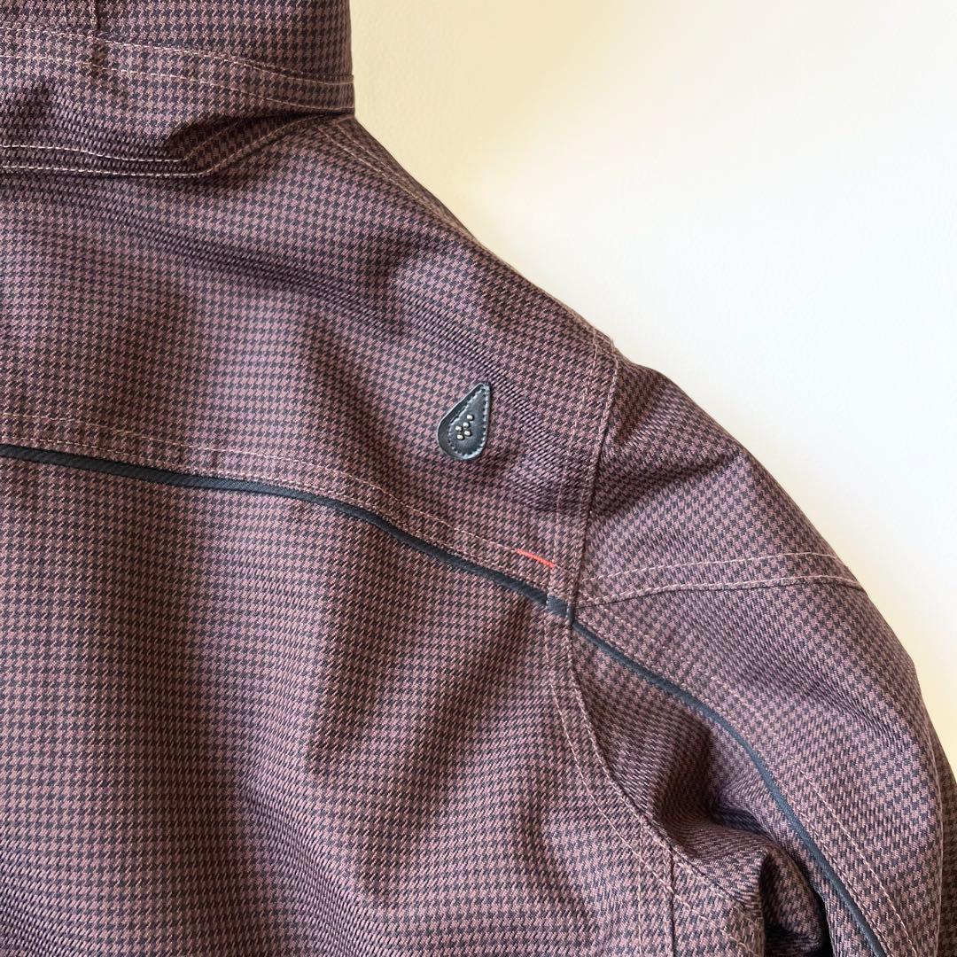 3267【美品】バートン　ジャケット ファー付き 千鳥格子　S ブラウン