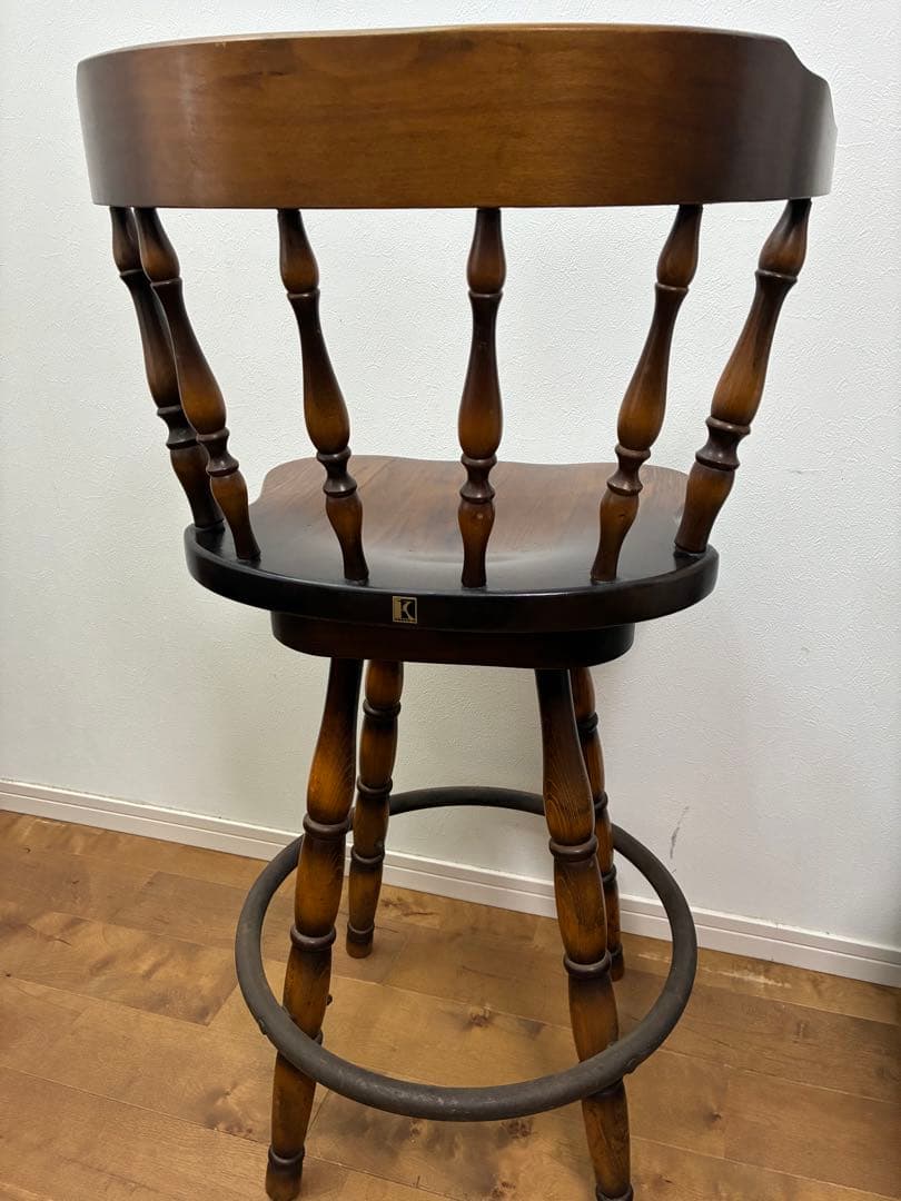 飛騨産業　キツツキマーク ハイチェア　カウンターチェア 回転椅子④