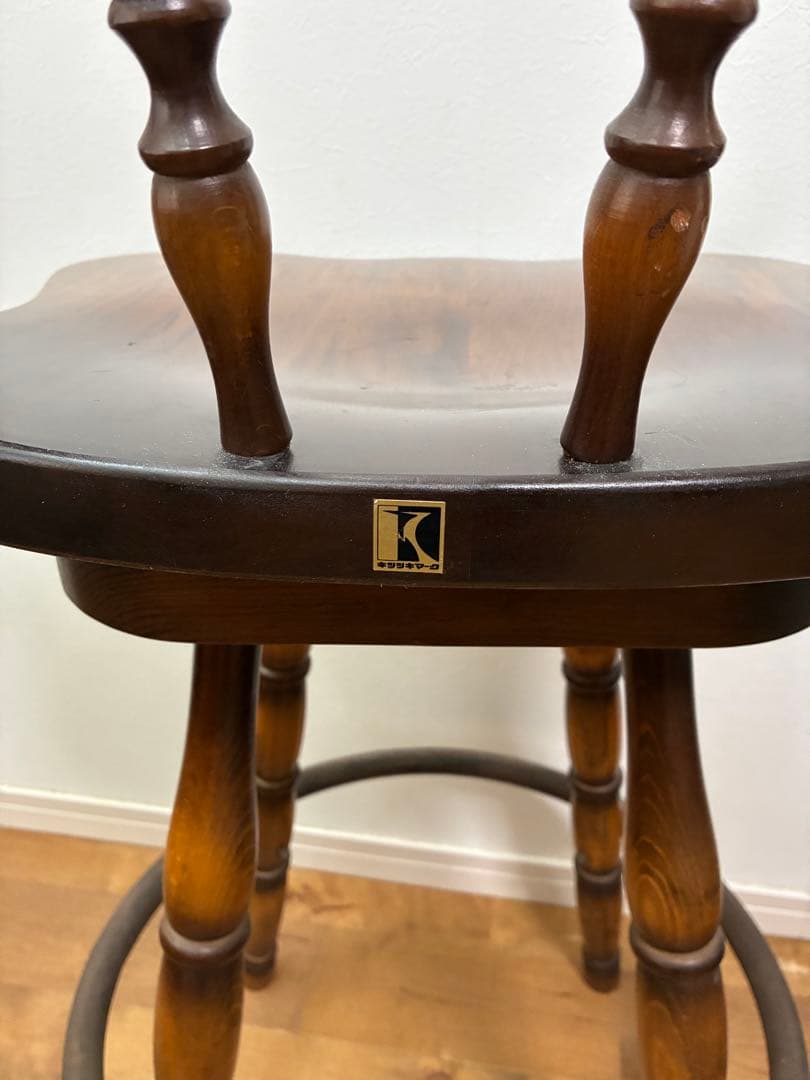 飛騨産業　キツツキマーク ハイチェア　カウンターチェア 回転椅子④