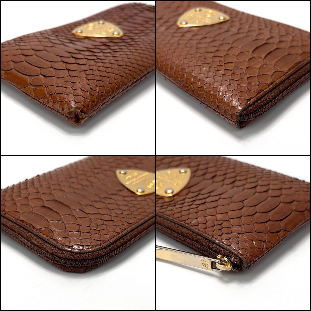 ATAO　アタオ　Limo　リモ　長財布　パイソン　ヘビ革　L字ファスナー　茶