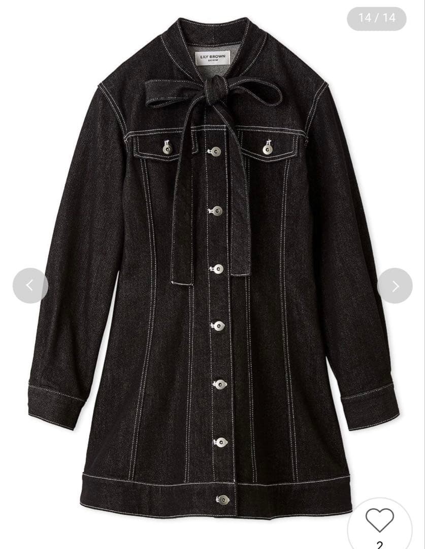 Lily Brown ボウタイデニムミニワンピース 2026年1月新作