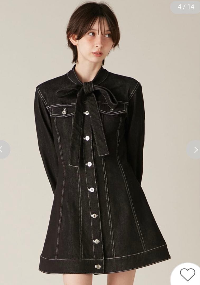 Lily Brown ボウタイデニムミニワンピース 2026年1月新作