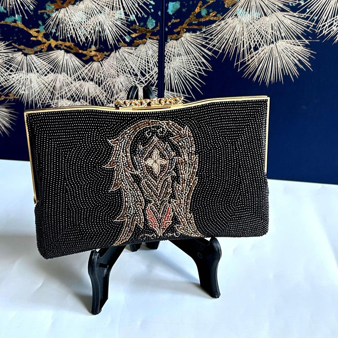 柏ビーズ フォーマルバッグ ビーズバッグ 刺繍　和装バッグ 冠婚葬祭 総ビーズ