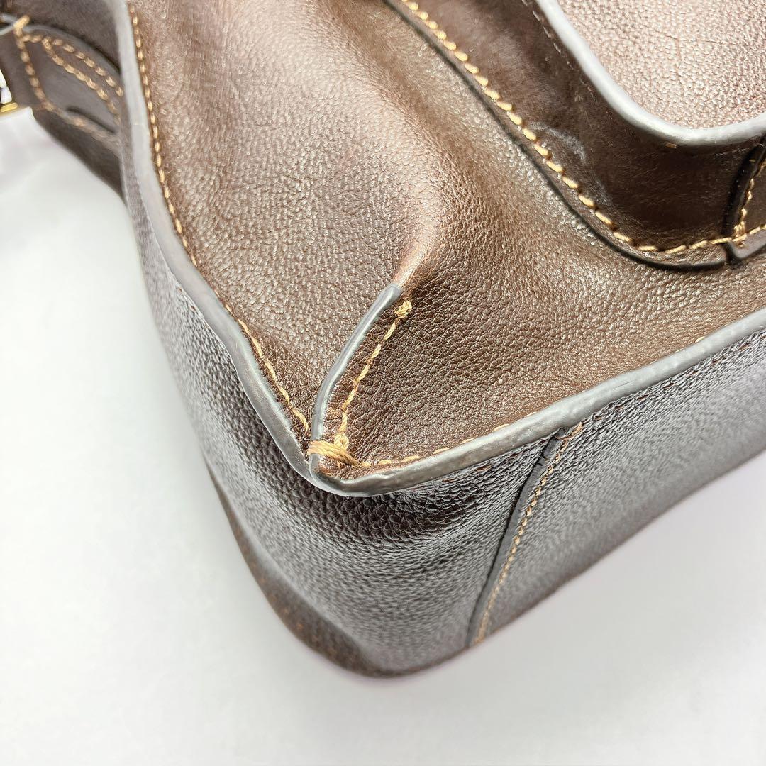 3326◯ ANNASUI ブラウン レザー ショルダーバッグ タグ付き