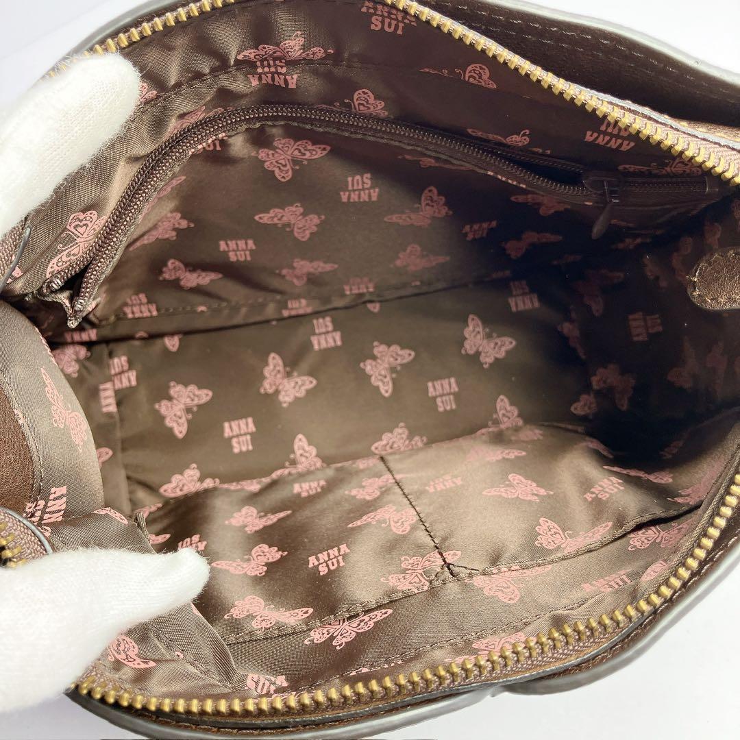 3326◯ ANNASUI ブラウン レザー ショルダーバッグ タグ付き