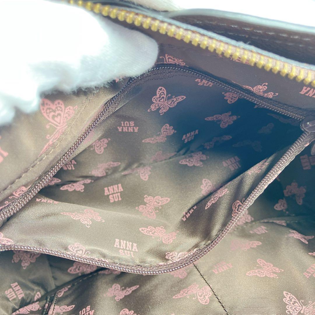 3326◯ ANNASUI ブラウン レザー ショルダーバッグ タグ付き