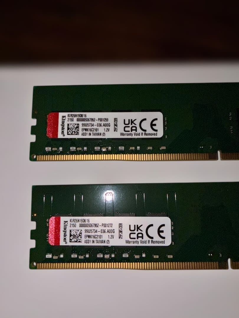 Kingston DDR4 メモリ（16GB×2 32GB） 2666MT/s