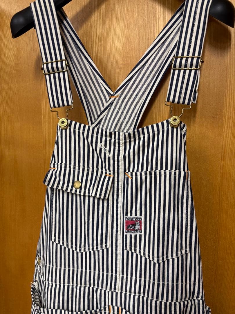 TCBジーンズ　オーバーオール　ヒッコリー