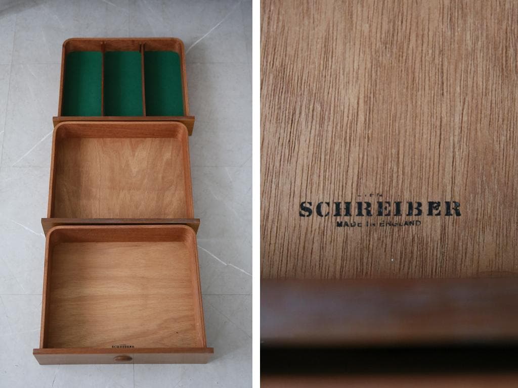 英国アンティークSCHREiBER製サイドボード/木製机テレビ台(91-90)