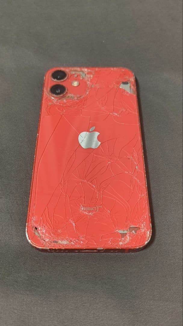 Apple iPhone 12mini 128GB赤 本体 画面ひび割れ