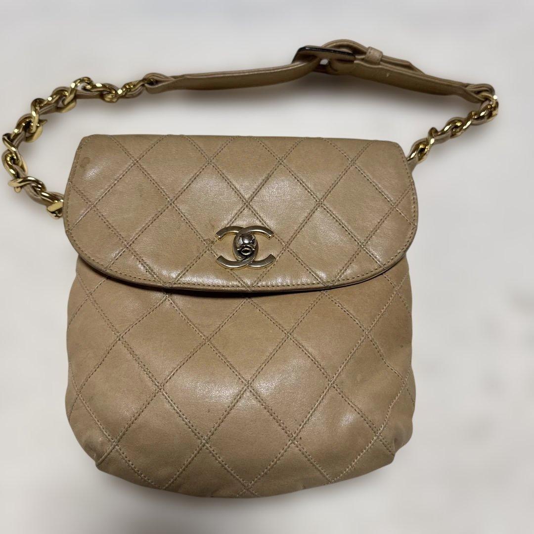 シャネル　ヴィンテージ　ウェストポーチ　ベージュ