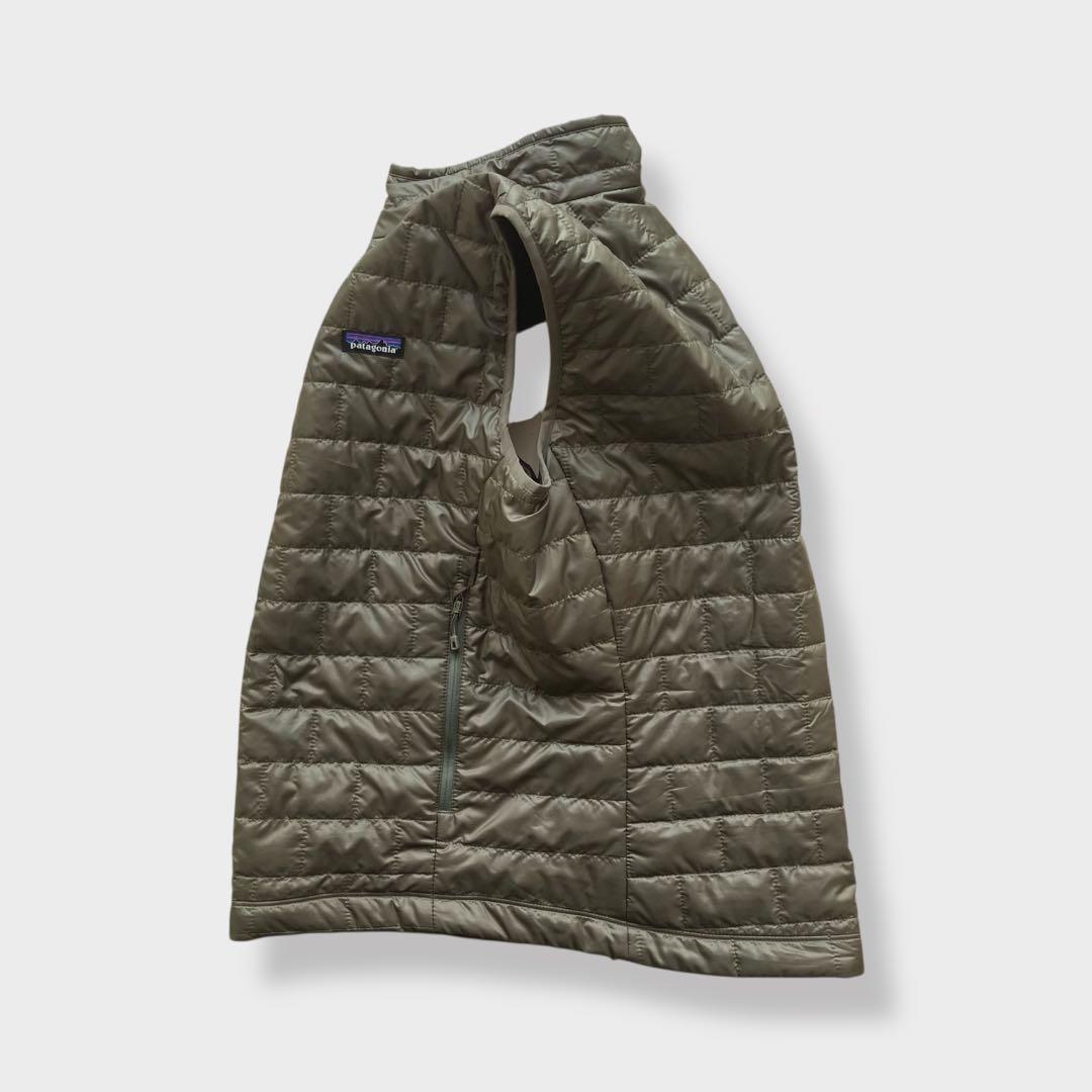 パタゴニアpatagoniaナノパフベストMカーキ中間着ミッドレイヤー化繊UL