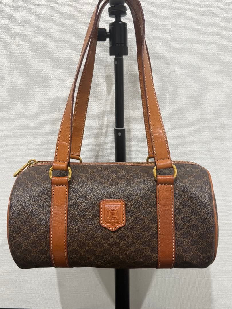 【美品】CELINEセリーヌ マカダム ドラムバッグ ショルダー ニボストン
