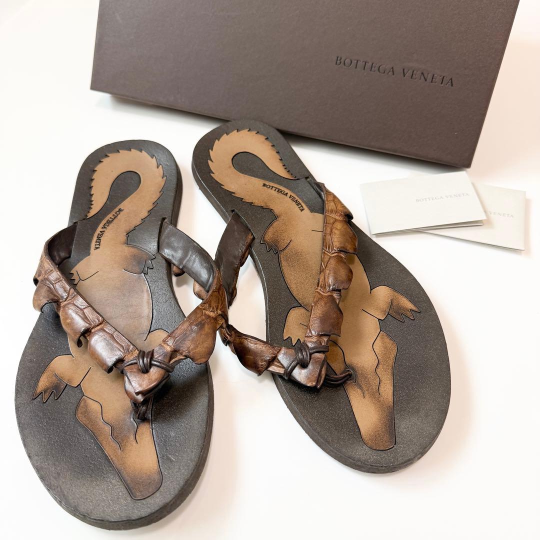 BOTTEGA VENETA ワニ クロコダイル　メンズ　革 　サンダル　メンズ
