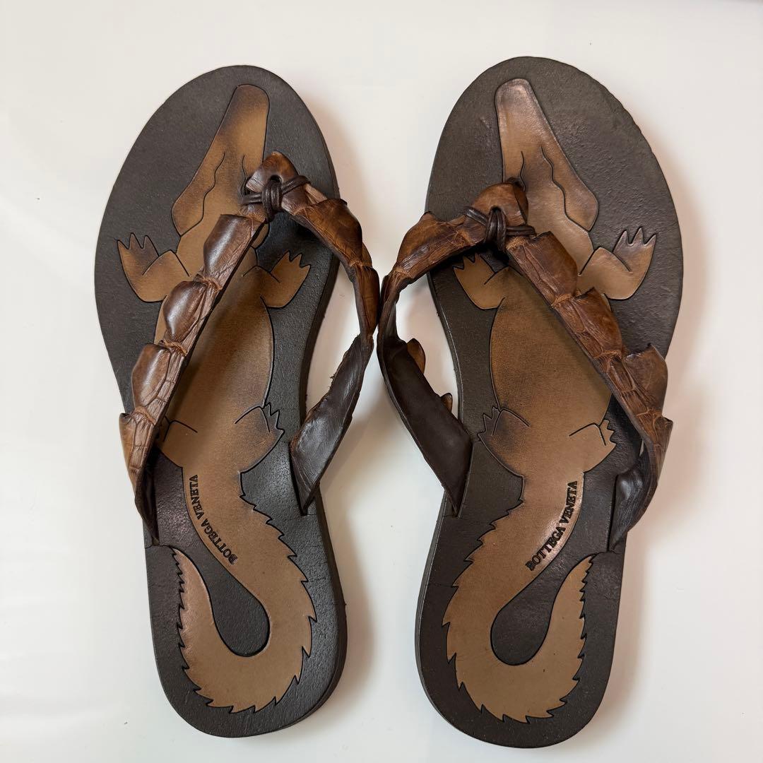 BOTTEGA VENETA ワニ クロコダイル　メンズ　革 　サンダル　メンズ