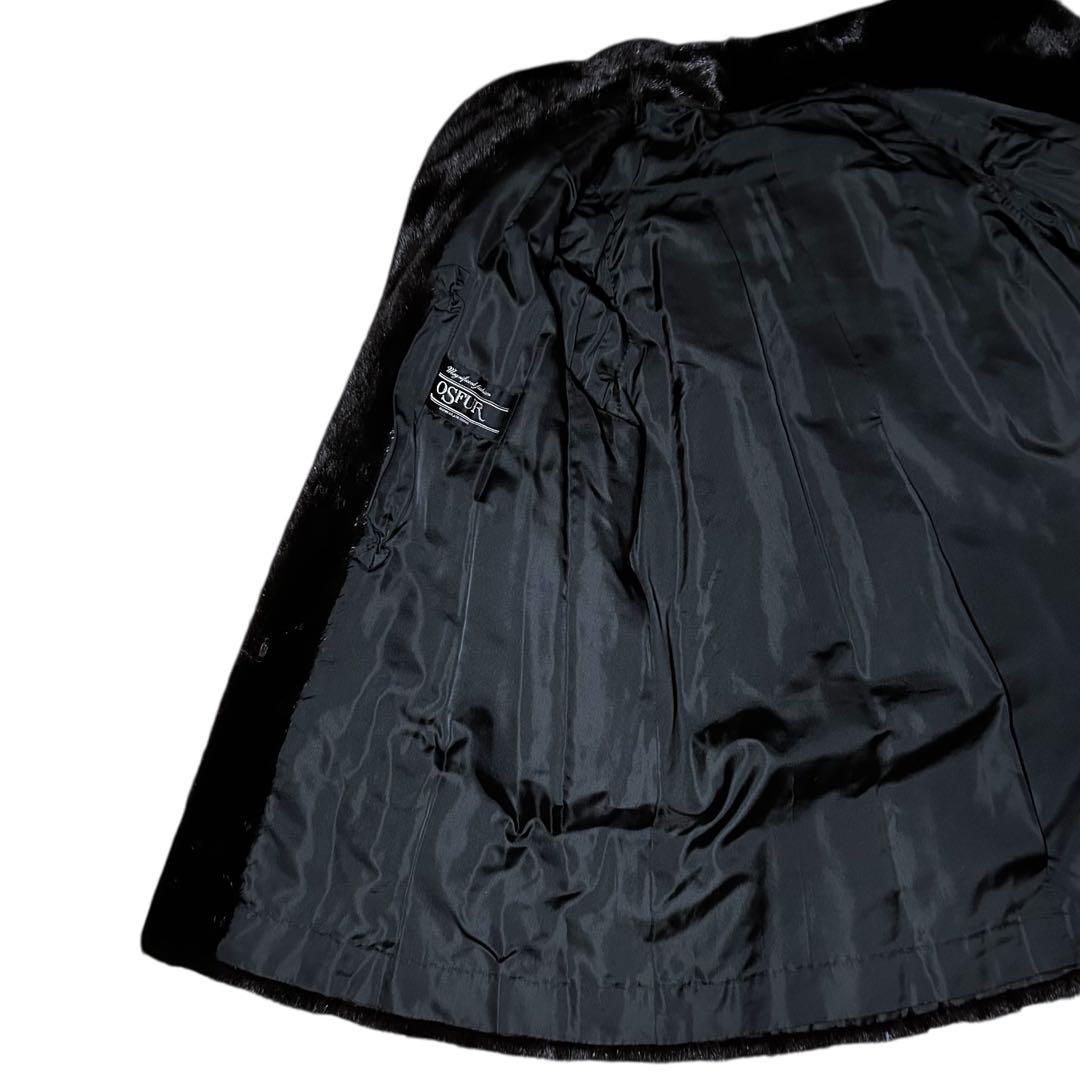 【美品】OSFUR ミンクコート　11号　L　高級　ダークミンク　リアルファー