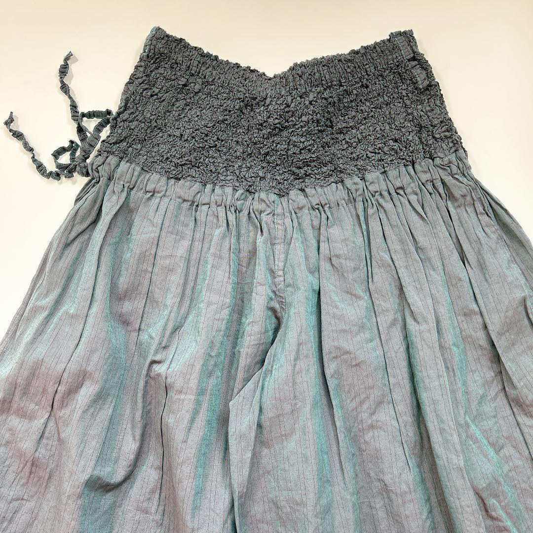 me ISSEY MIYAKE ガウチョパンツ 緑系 膝下 プリーツ加工 F