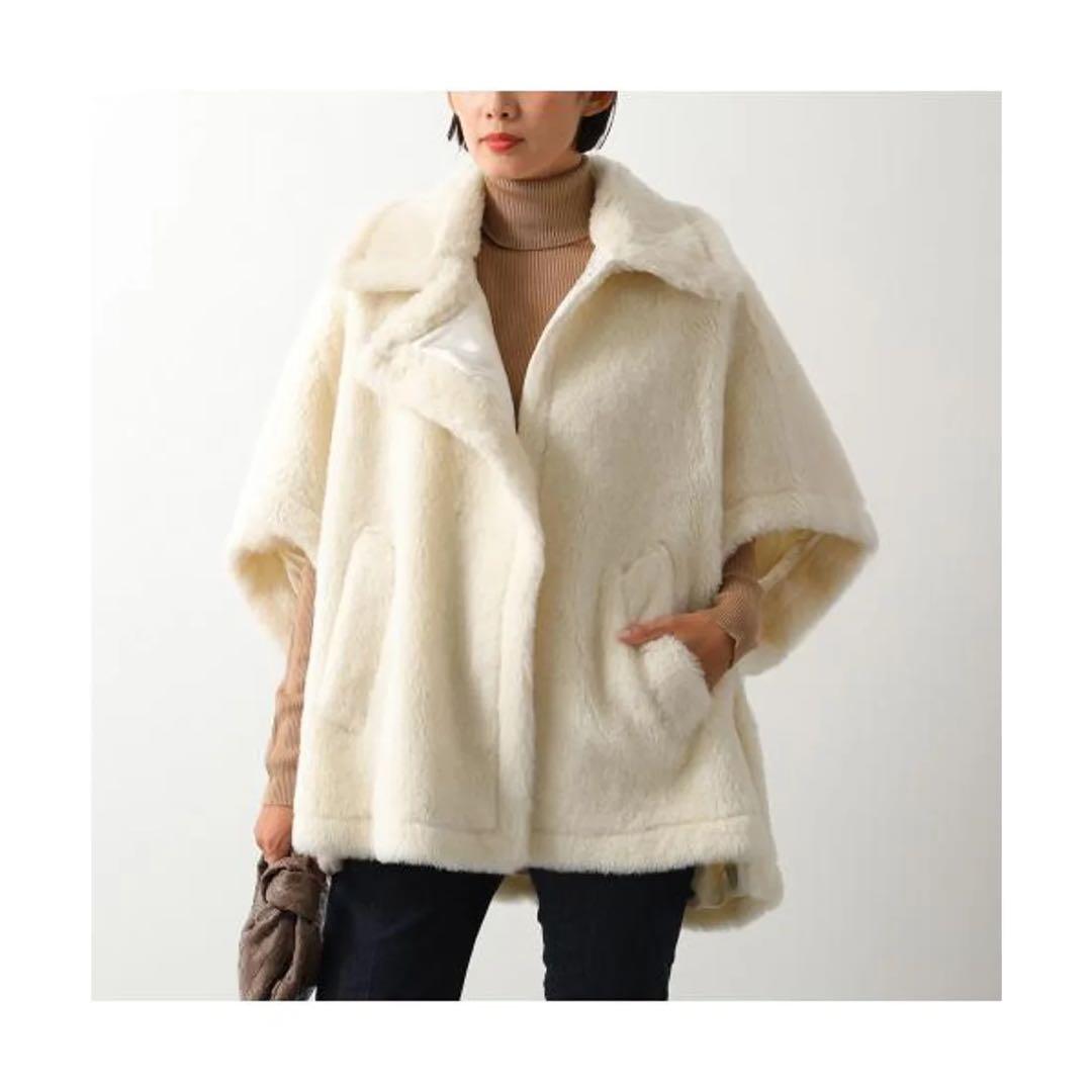 未使用 Max Mara テディベアケープ ポンチョ ホワイト