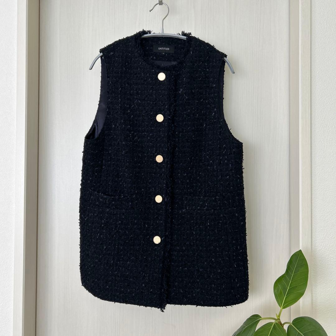 UNTITLED ファンシーツイードジレ ネイビー