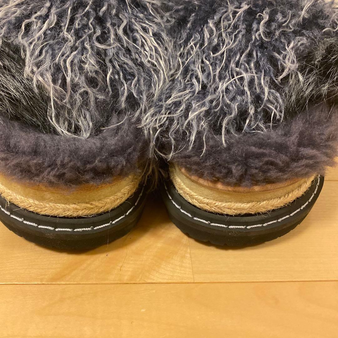 sacai ファー　サンダル　39 グレー　ブラック