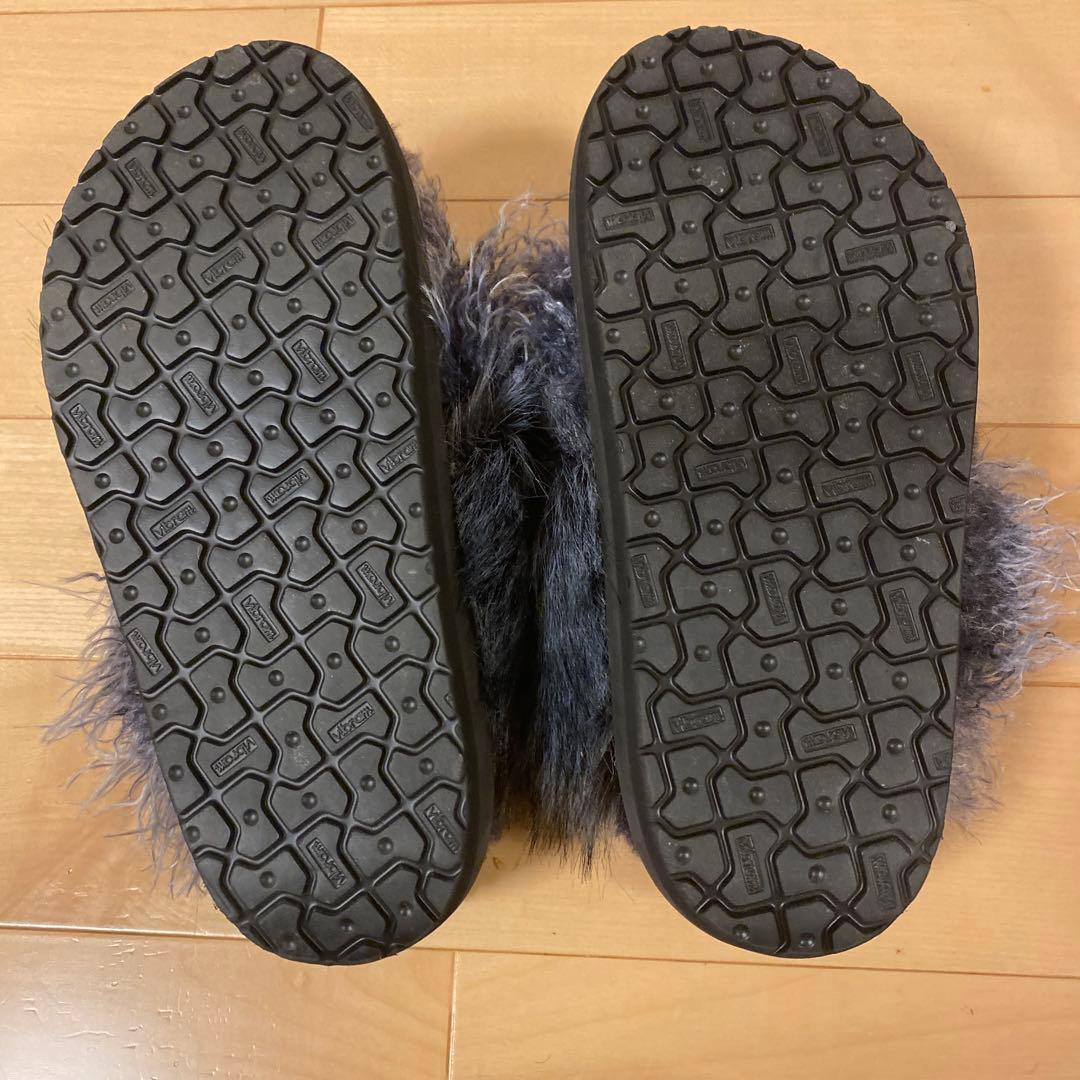sacai ファー　サンダル　39 グレー　ブラック