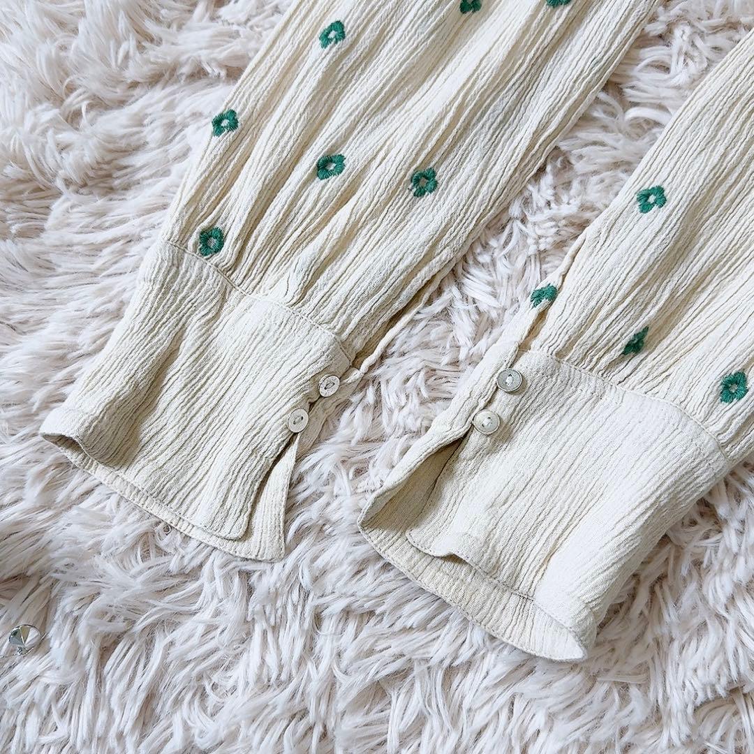 美品ꕥヌキテパ 近年 コットンガーゼフルエンブロイダリーフリルカラードレス M