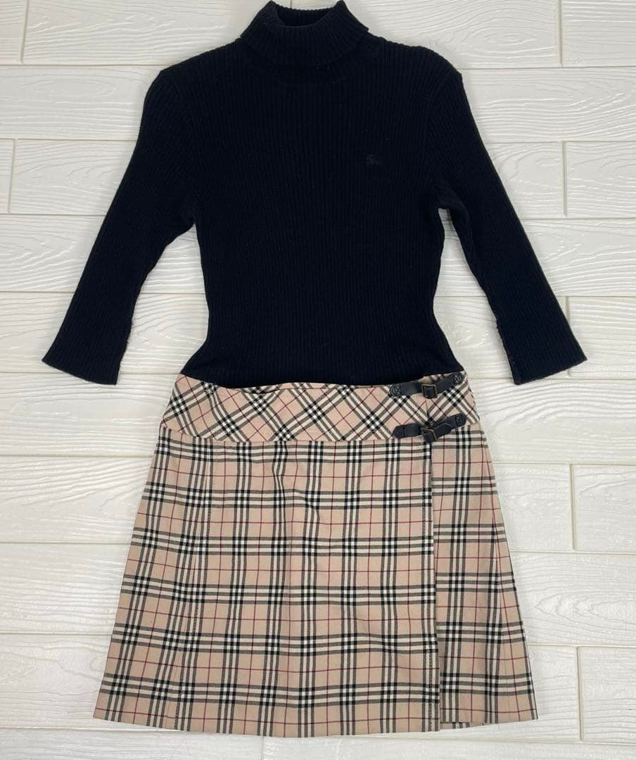 バーバリーブルーレーベル　ドッキングワンピース　タートルネック　ノバチェック