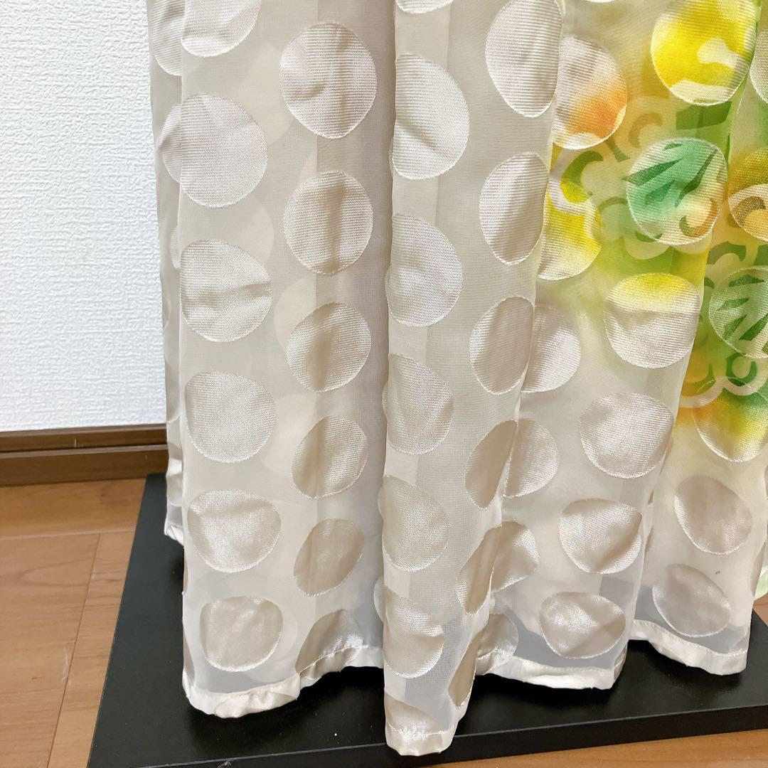 ヨーカン　ワンピース　ドレス　ドット　花柄　グリーン系