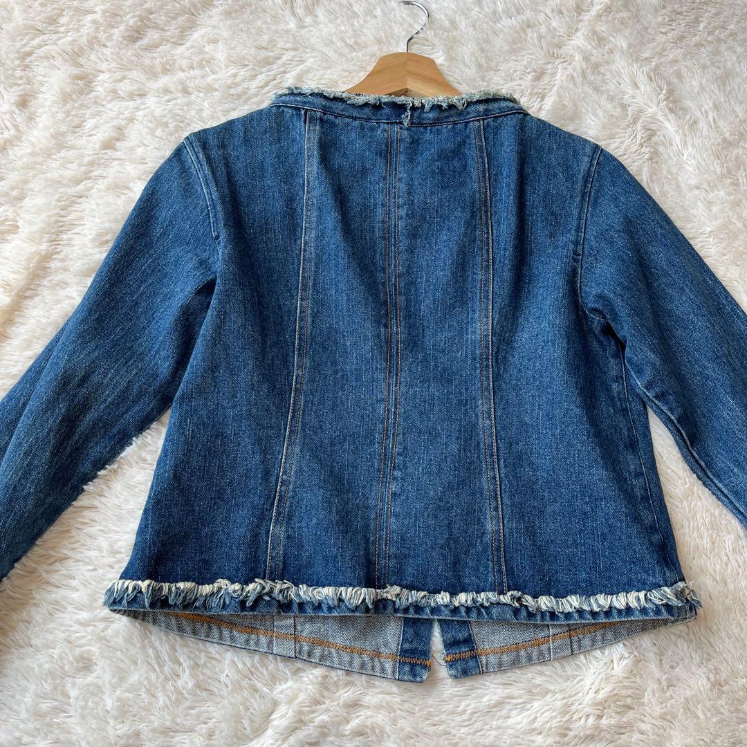 i+mu ノーカラーデニムジャケット インディゴ SENSO UNICO