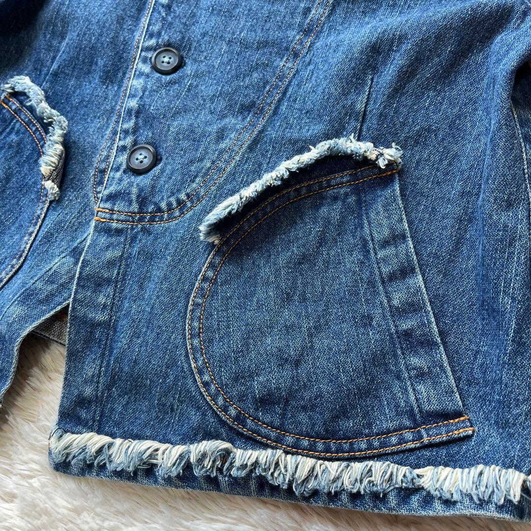 i+mu ノーカラーデニムジャケット インディゴ SENSO UNICO