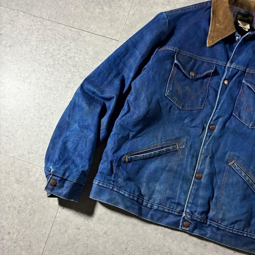 USA製70s Wranglerブランケットデニムジャケット襟コーズサイズ48
