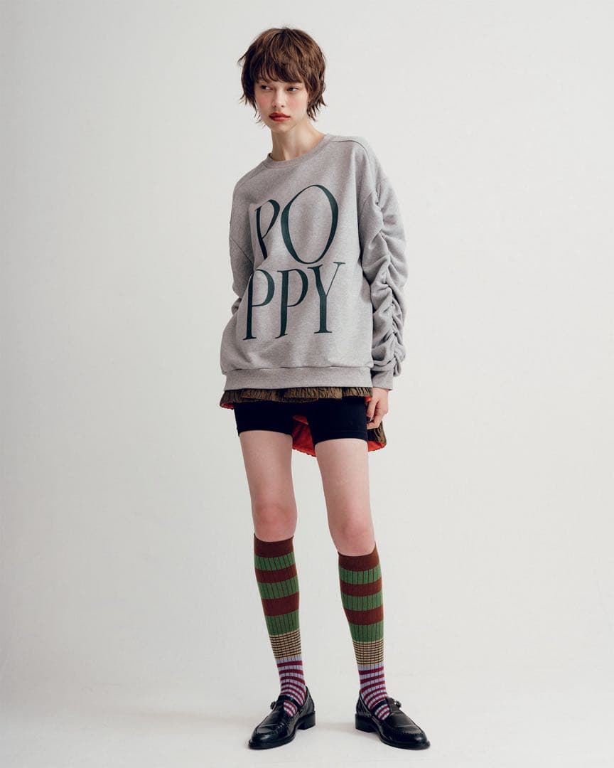 新品未使用タグ無し自宅保管 poppy ポピー ギャザー オーバーサイズ 重ね着