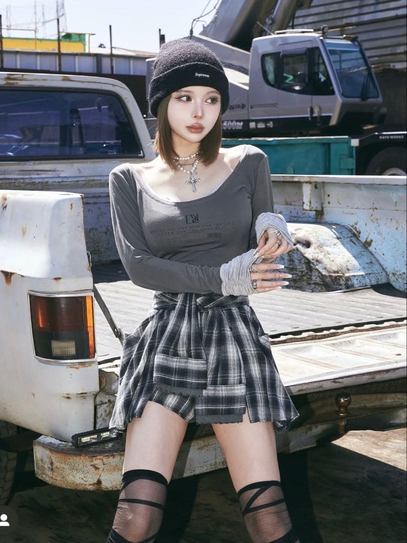 Darich レイヤードチェックショートパンツ　Freeサイズ