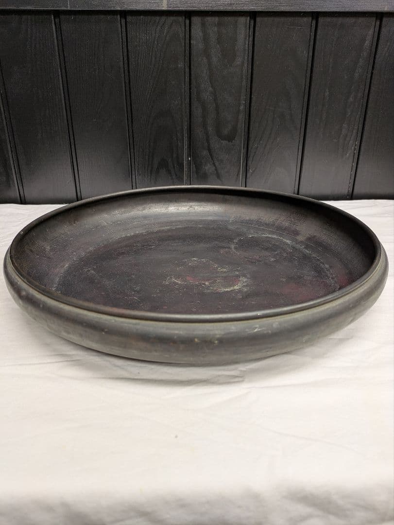 アンティーク　古い大きな銅製水盤　/　花活け 　古家具　徳利　ぐい呑