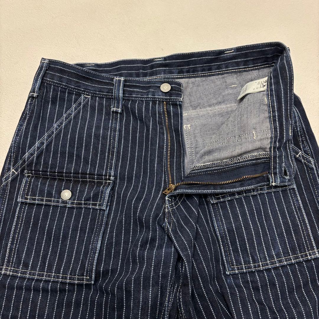 児島ジーンズ 濃紺 カーゴ パンツ ウォバッシュ ブッシュ デニム W32